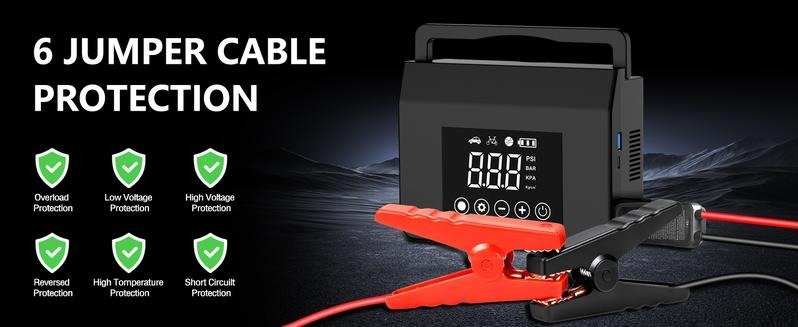 RoadRescue 4000A — Car Jump Starter + 150 PSI Tire Inflator (12V, 15,000 mAh, LED, Power Bank) - Image 10