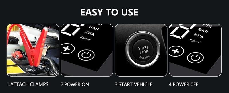 RoadRescue 4000A — Car Jump Starter + 150 PSI Tire Inflator (12V, 15,000 mAh, LED, Power Bank) - Image 8