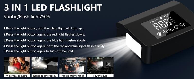 RoadRescue 4000A — Car Jump Starter + 150 PSI Tire Inflator (12V, 15,000 mAh, LED, Power Bank) - Image 4